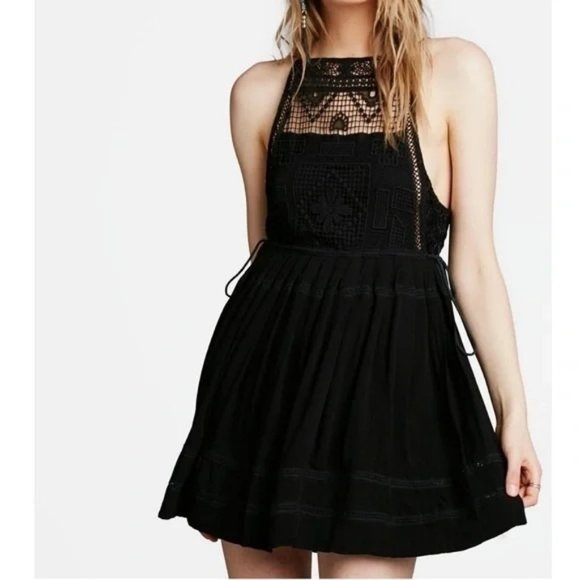 Free People Dresses & Skirts - Free People Emily Crochet Lace Dress in Black